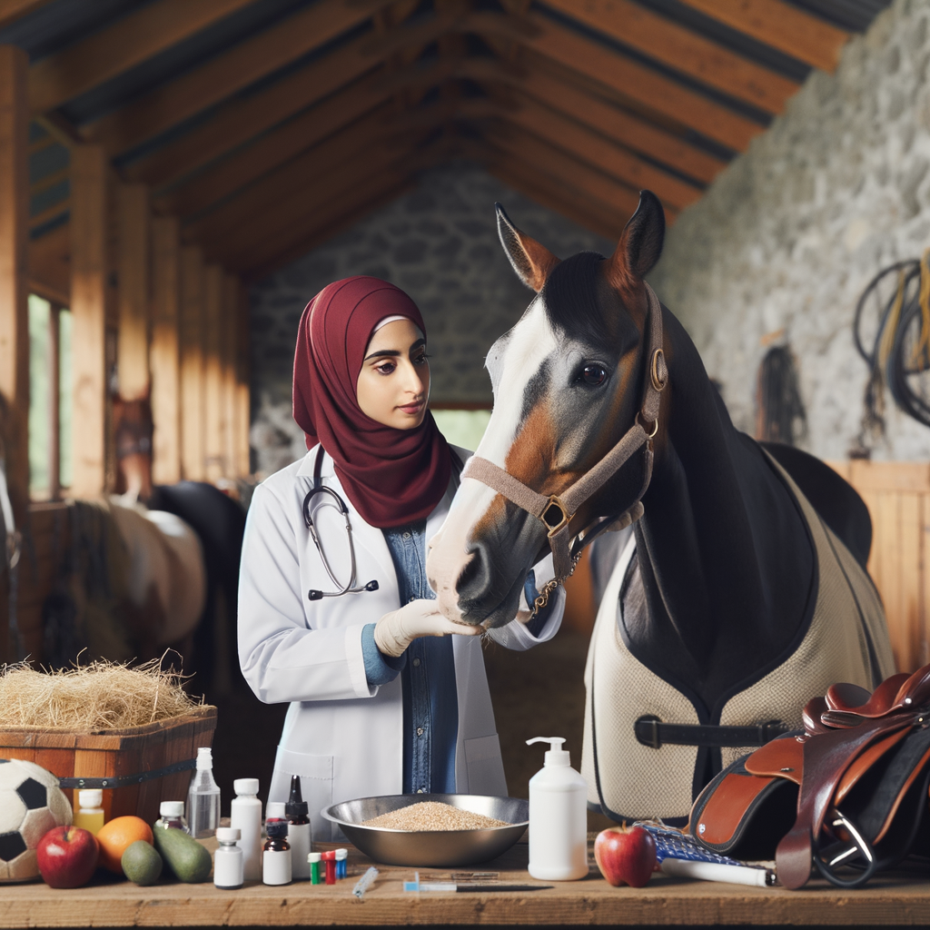 Veterinarian providing essential health care and preventive measures for optimal Quarter Horse health, highlighting diet and exercise tips for maintaining a healthy lifestyle for Quarter Horses.