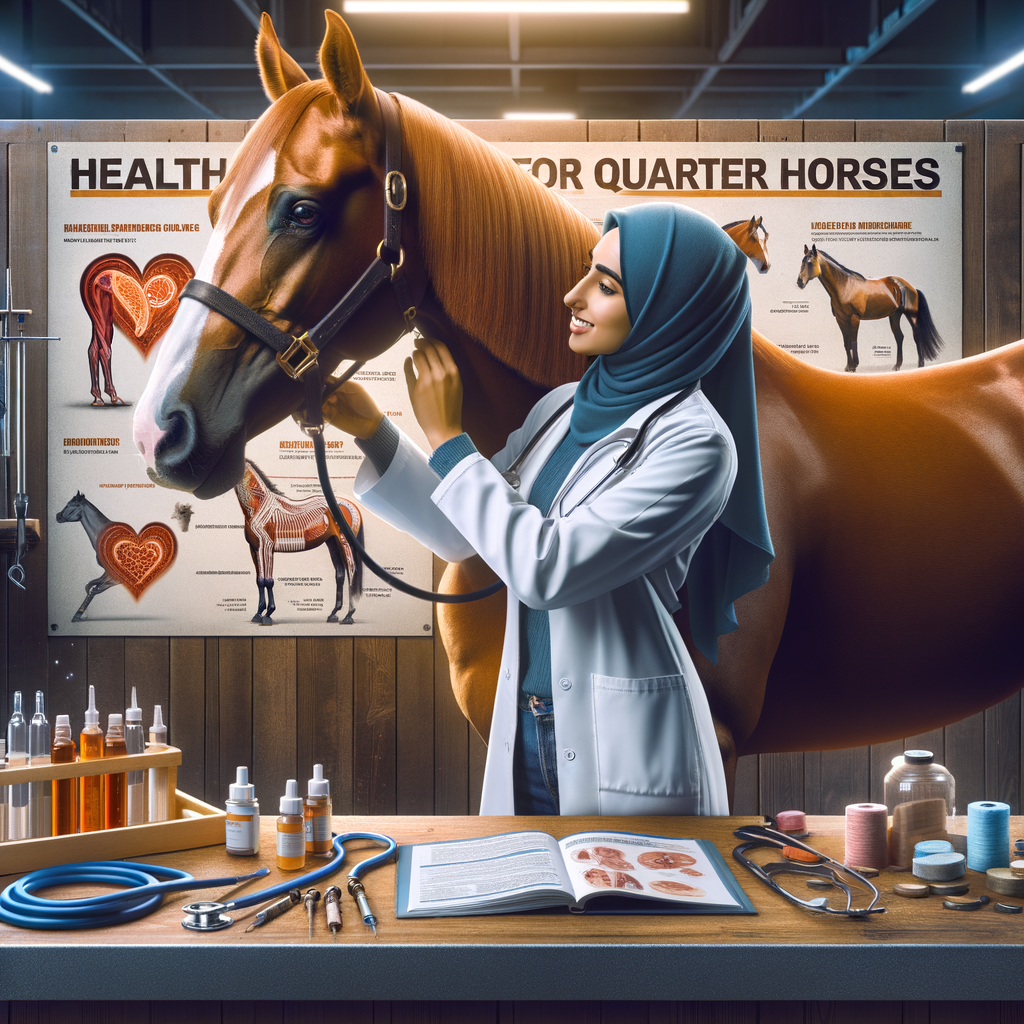 Veterinarian performing a routine check-up on a healthy Quarter Horse, demonstrating wellness prioritization and effective Quarter Horse health tips for maintaining optimal health.