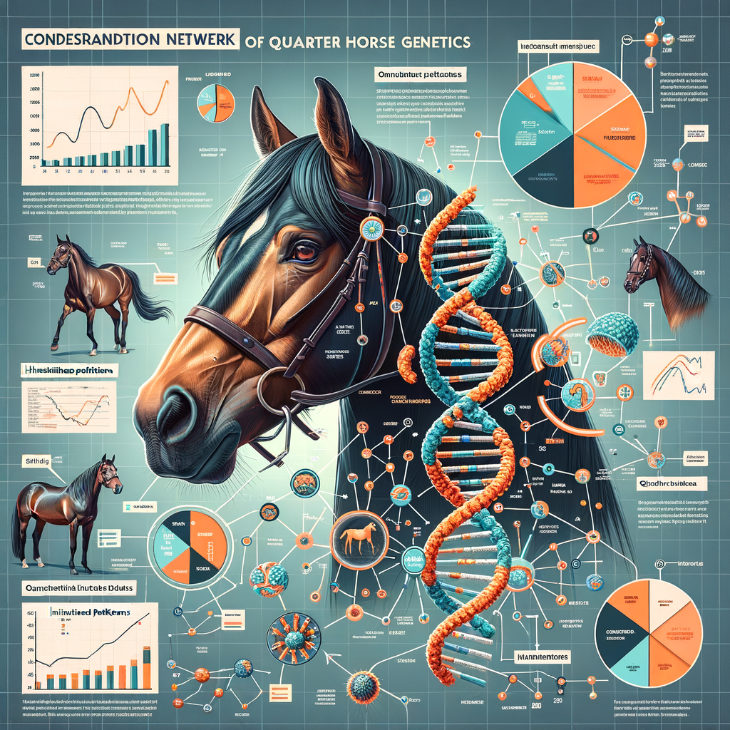Infographic detailing Quarter Horse Genetics and Understanding Inheritance Patterns, featuring Horse DNA, Equine Genetics, and Genetic Traits in Quarter Horses for comprehensive research on Equine Inheritance Patterns and Quarter Horse Breeding.