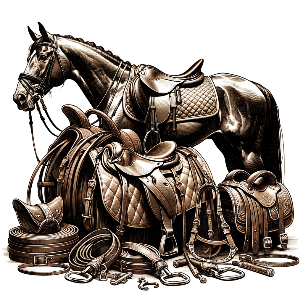 Assortment of essential Quarter Horse tack and equestrian gear, including horse riding equipment and training tools for various Quarter Horse disciplines
