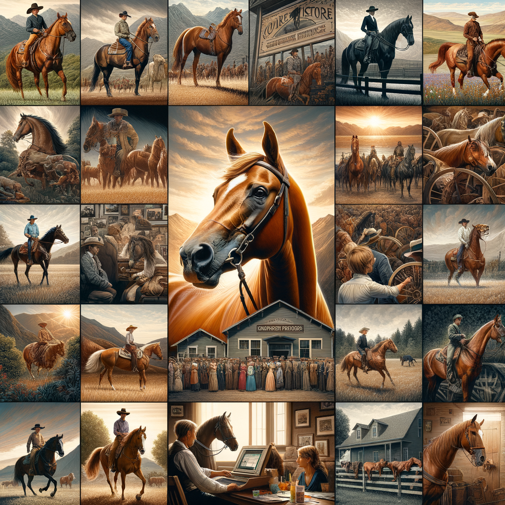 Montage of famous Quarter Horses showcasing their historical legacy and significant impact over time, reflecting a professional and historical perspective on Quarter Horses.