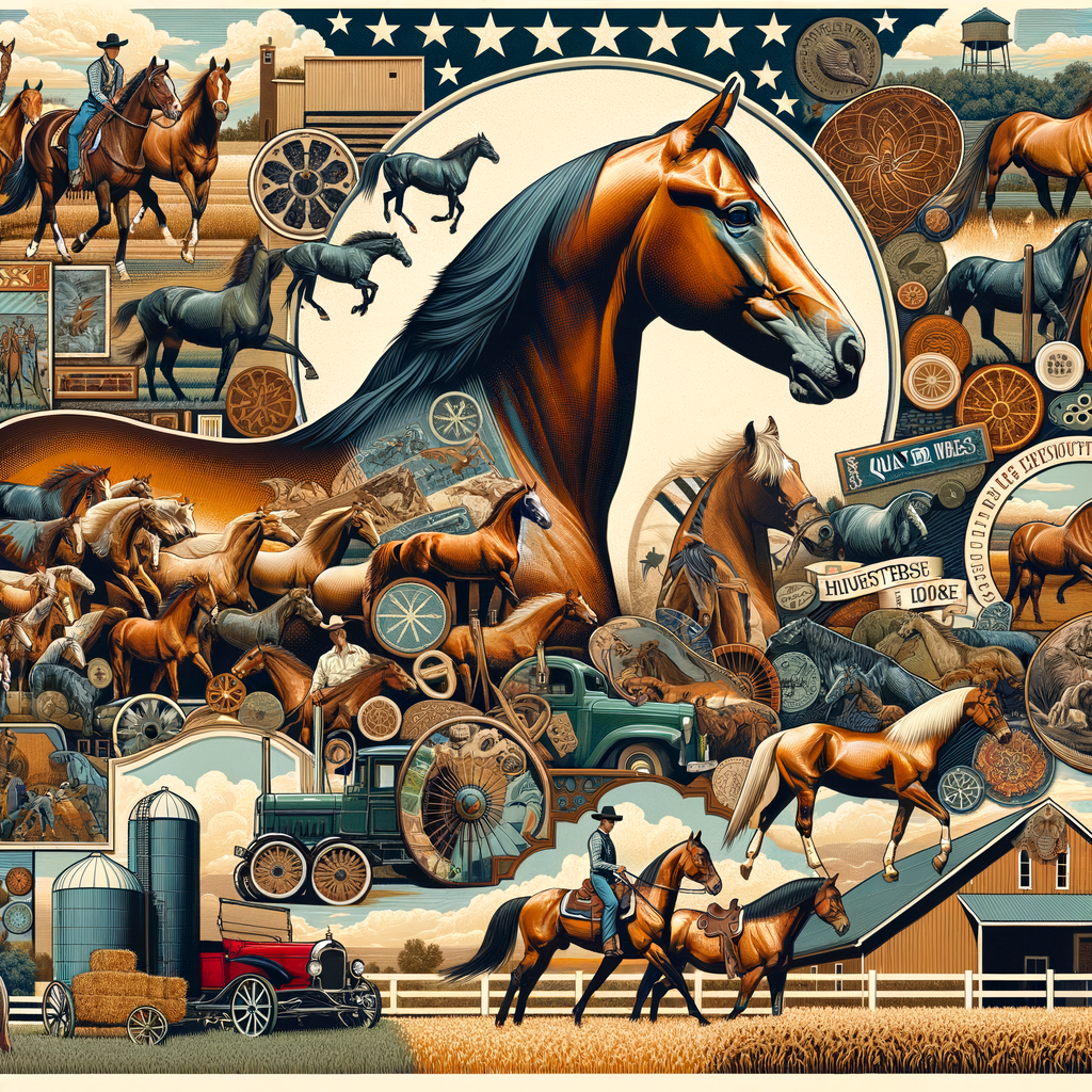Collage of Legendary Quarter Horses showcasing the rich history, iconic lineage, and enduring legacy of the influential Quarter Horses breed, representing their heritage and tradition.
