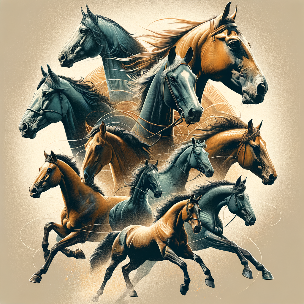Collage of famous, legendary, and iconic Quarter Horses from the past, reflecting the rich history and notable achievements of these renowned Quarter Horse legends and icons.