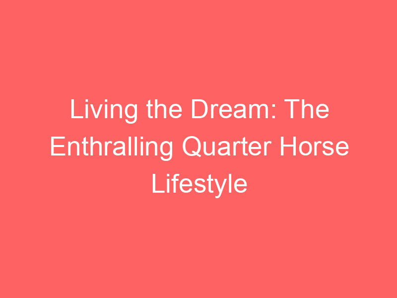 Living the Dream: The Enthralling Quarter Horse Lifestyle