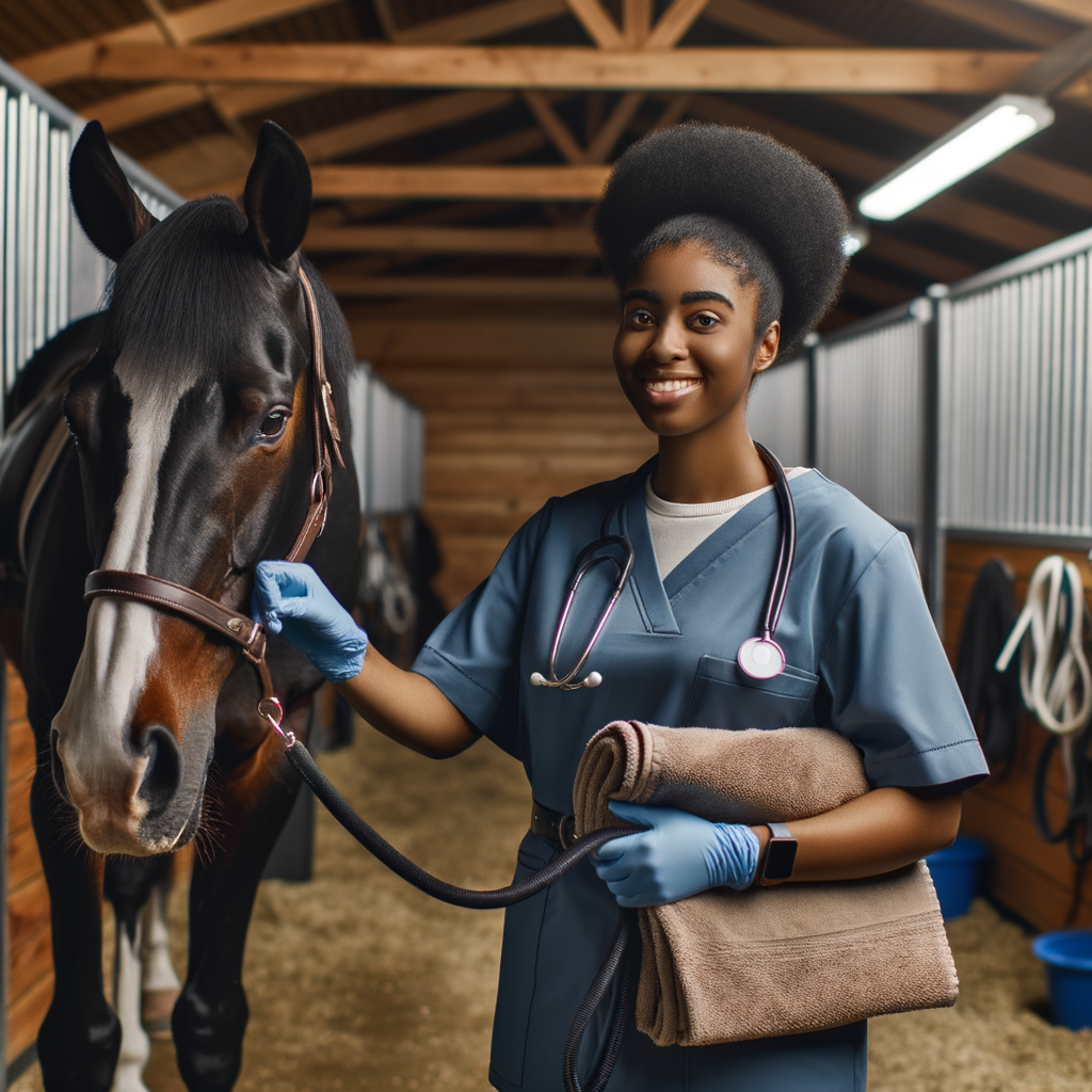 Veterinarian performing a routine health check on a Quarter Horse, illustrating Quarter Horse health care and maintenance essentials for horse owners