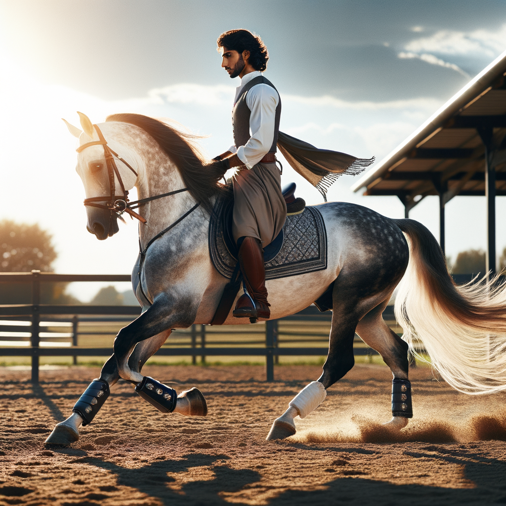 Professional equestrian mastering advanced Quarter Horse riding techniques during a training session, providing horseback riding tips and lessons for improving skills.