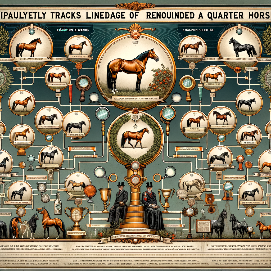 Infographic exploring the champion bloodlines and pedigrees of famous Quarter Horses, highlighting their heritage and history in equine athletics.